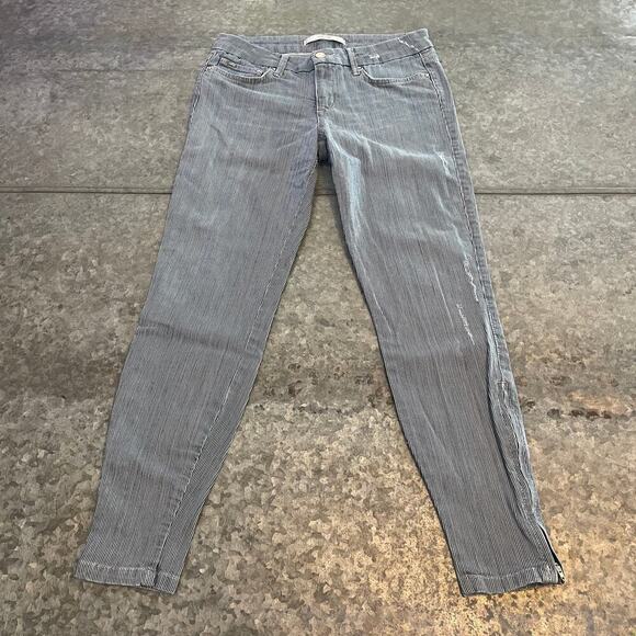 Joe's Jeans Chelsea Railroad Stripe Ankle Zip Jeans Womens 27 Low Rise Y2K Vtg - Picture 1 of 12